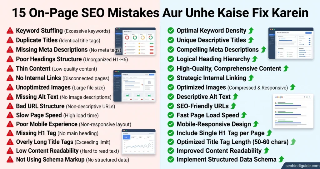 15 On-Page SEO Mistakes Aur Unhe Kaise Fix Karein