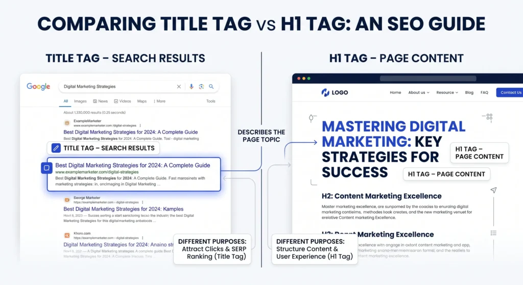 Title Tag aur H1 Tag mein kya differnce hai
