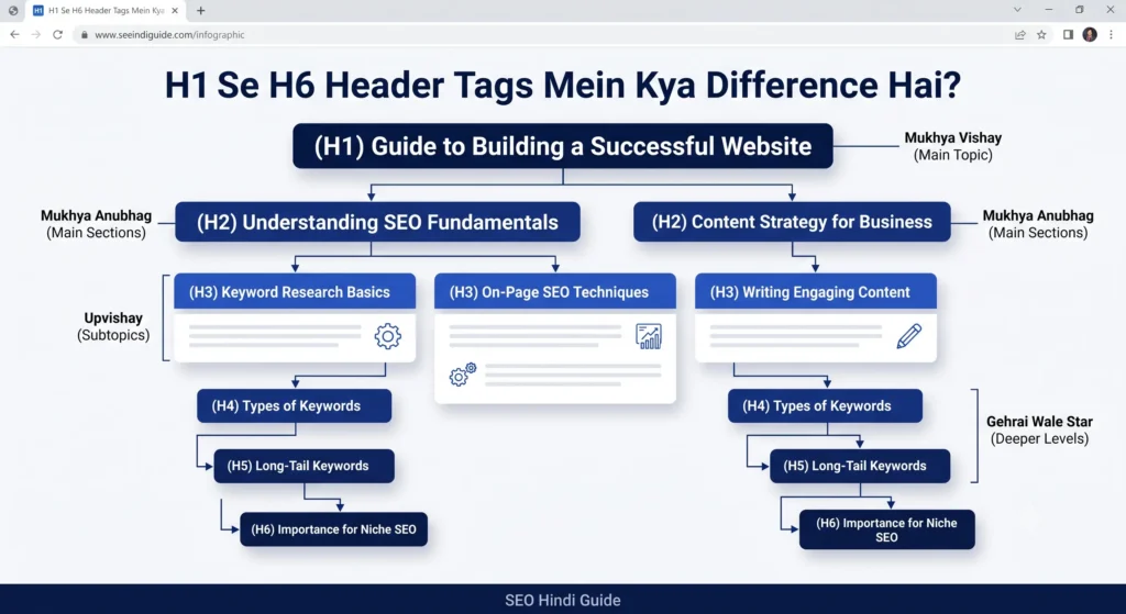H1 Se H6 Header Tags Mein Kya Difference Hai