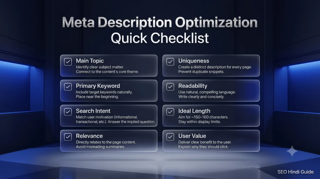 Meta Description Optimization Quick Checklist