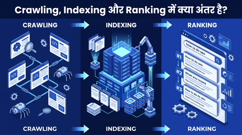 Crawling, Indexing और Ranking में क्या अंतर है